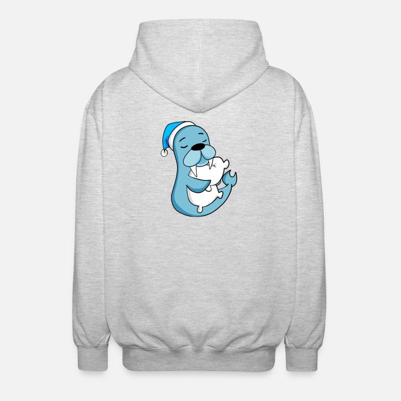 Seelöwe - Unisex Kapuzenjacke - Hellgrau meliert