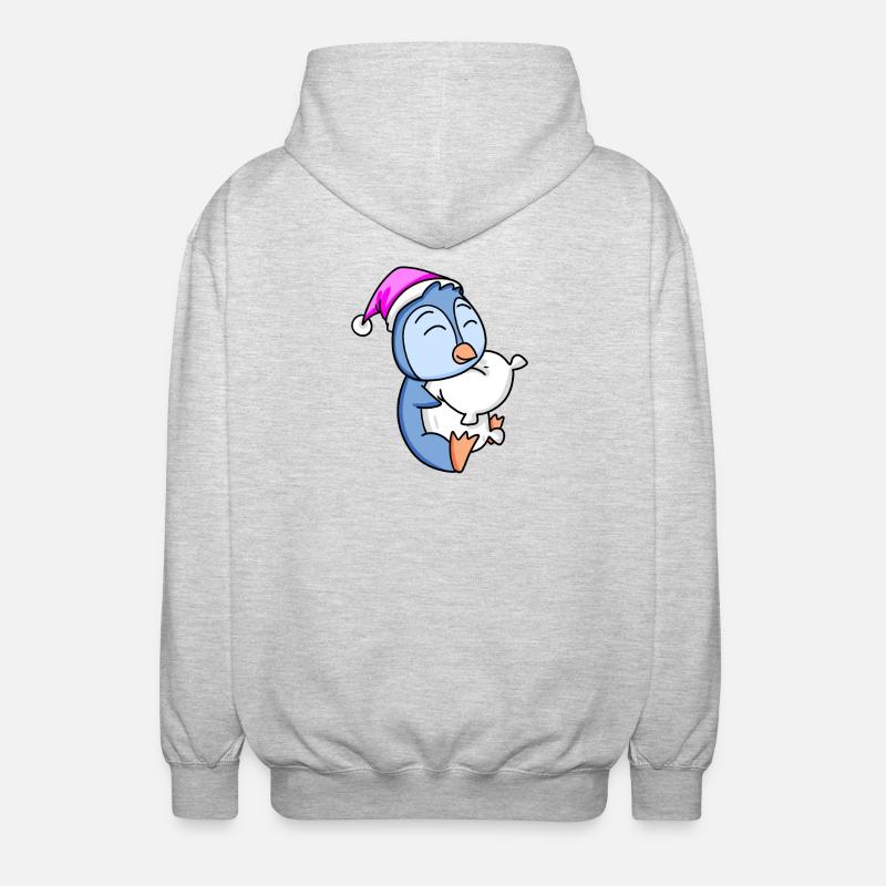 Pingouin avec oreiller - Veste à capuche unisexe - gris clair chiné