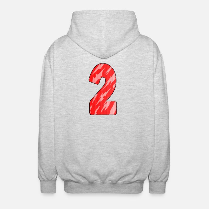 Number 2 Red Pattern - Unisex Hooded Jacket - light heather grey