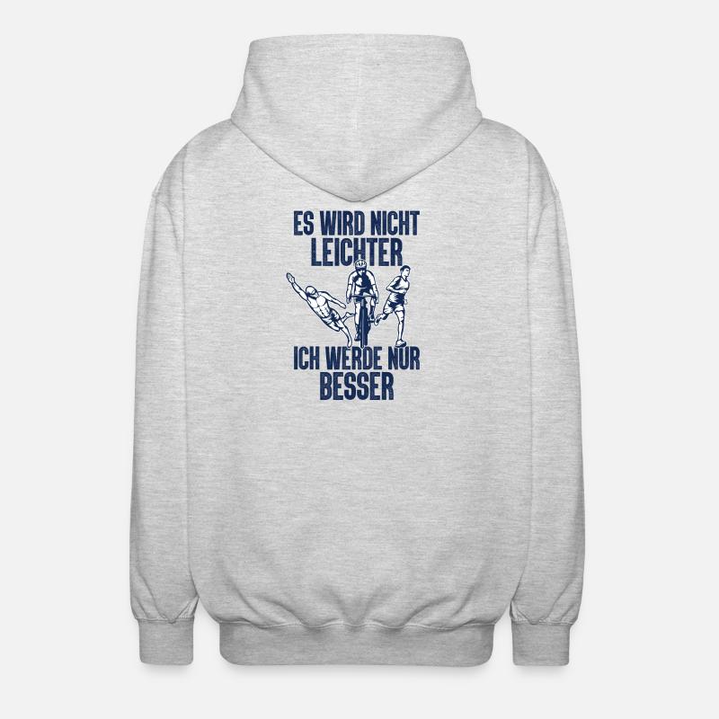Es Wird Nicht Leichter Ich Triathlon - Unisex Kapuzenjacke - Hellgrau meliert