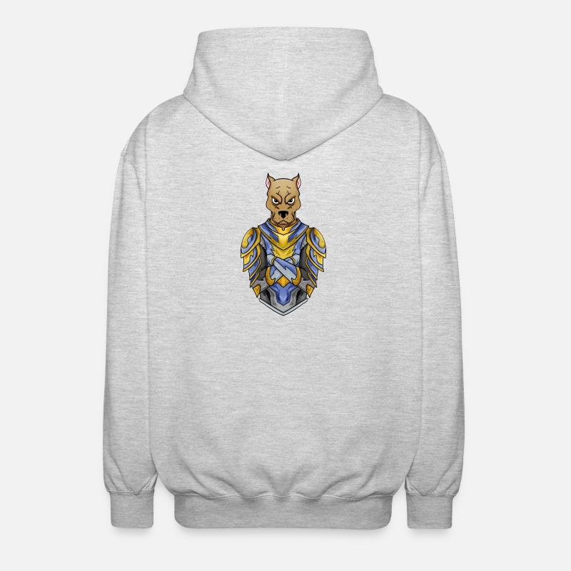 Knight Dog in Medieval Armor - Unisex Hooded Jacket - light heather grey