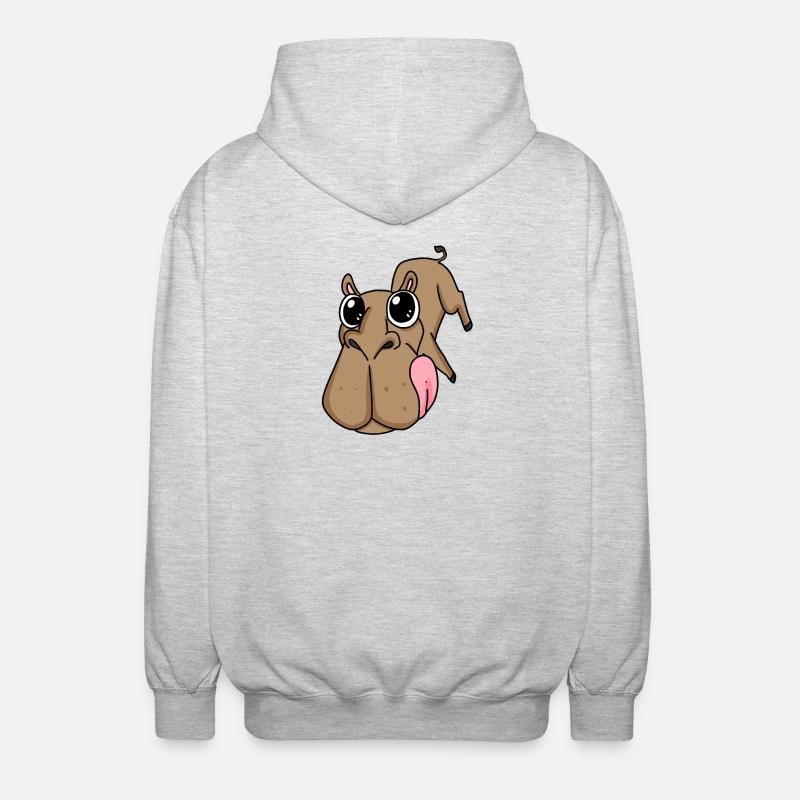 Kamel großes Gesicht - Kamel Kopf - Unisex Kapuzenjacke - Hellgrau meliert