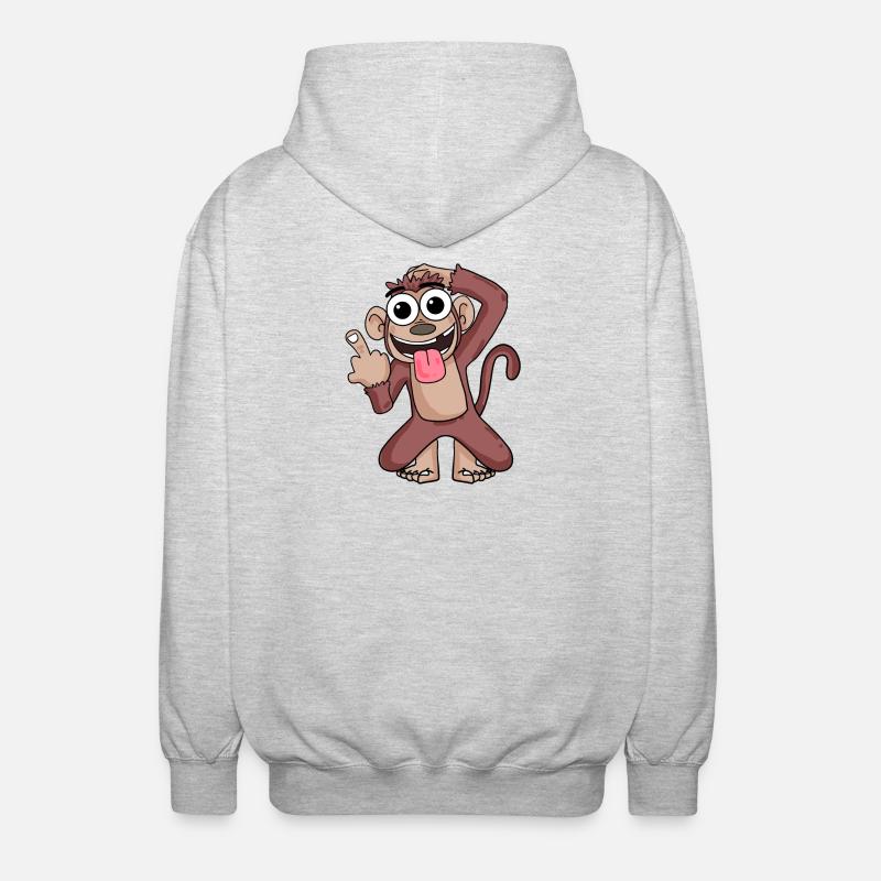 Singe pointant le majeur - Veste à capuche unisexe - gris clair chiné