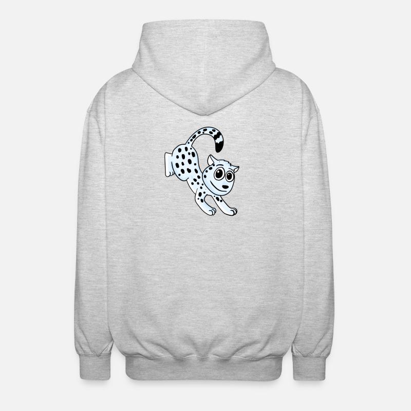 Schneeleopard Leopard - Unisex Kapuzenjacke - Hellgrau meliert