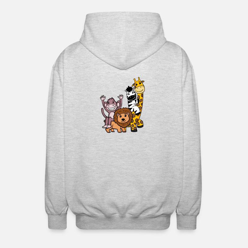 Animaux mignons - Veste à capuche unisexe - gris clair chiné