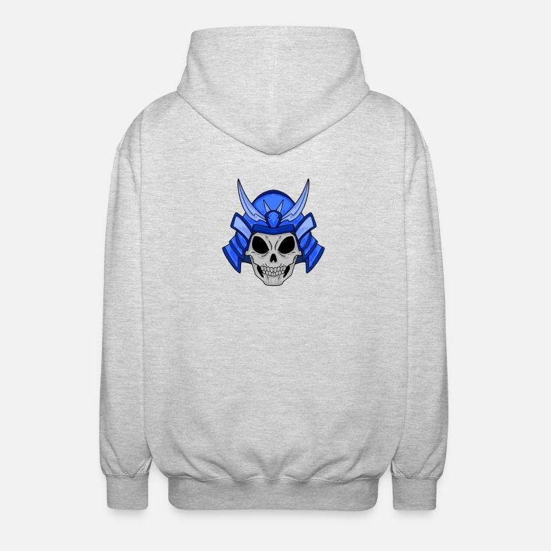 Samurai Skull - Unisex Hooded Jacket - light heather grey