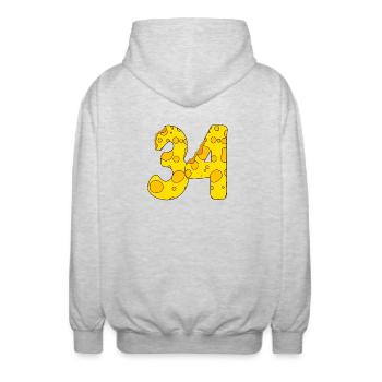34 Jahre alt - 34. Geburtstag Geschenk - 1934 - Unisex Kapuzenjacke - Hellgrau meliert - Hinten - AI Model Male 185 light (185cm)
