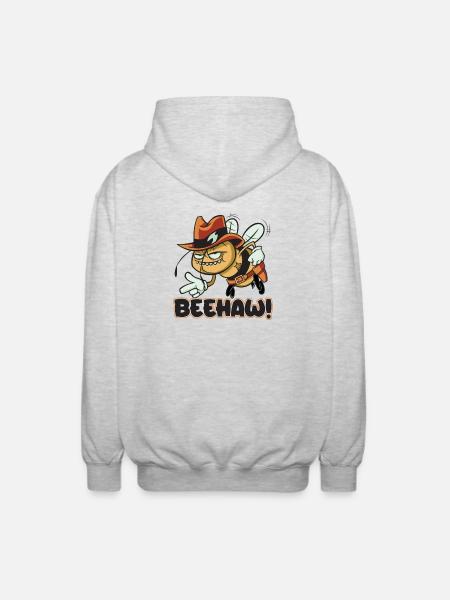 Beehaw bee with cowboy hat Yeehaw - Unisex Hooded Jacket - light heather grey