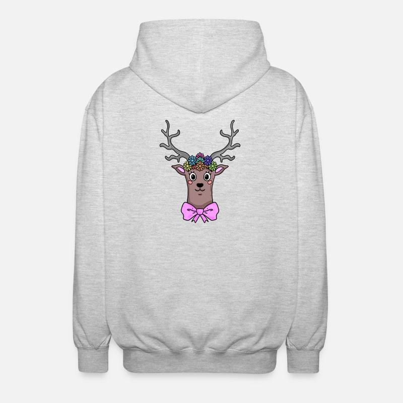 Reh Hirsch Illustration Geschenk - Unisex Kapuzenjacke - Hellgrau meliert