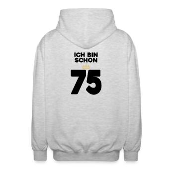 75 Geburtstag - 75 Jahre mit Krone - Unisex Kapuzenjacke - Hellgrau meliert - Hinten - AI Model Male 185 light (185cm)
