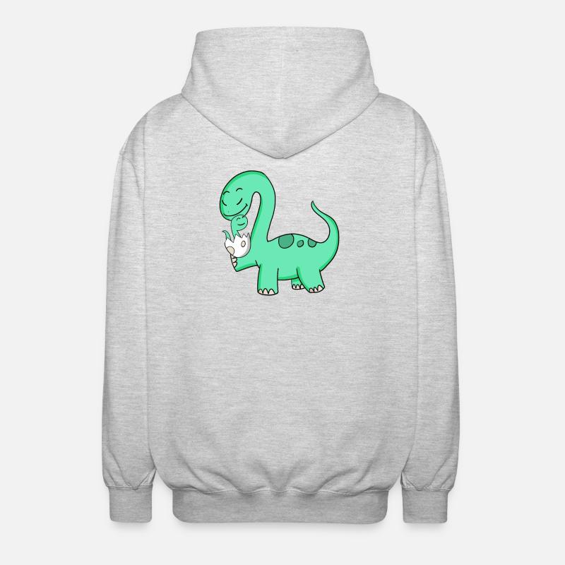 Dinosaure avec bébé dinosaure - Veste à capuche unisexe - gris clair chiné