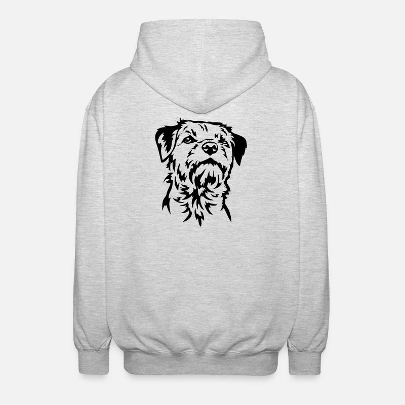 Border Terrier Kopf - Unisex Kapuzenjacke - Hellgrau meliert