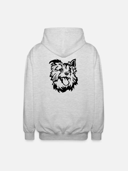 Australian Terrier Head - Unisex Hooded Jacket - light heather grey
