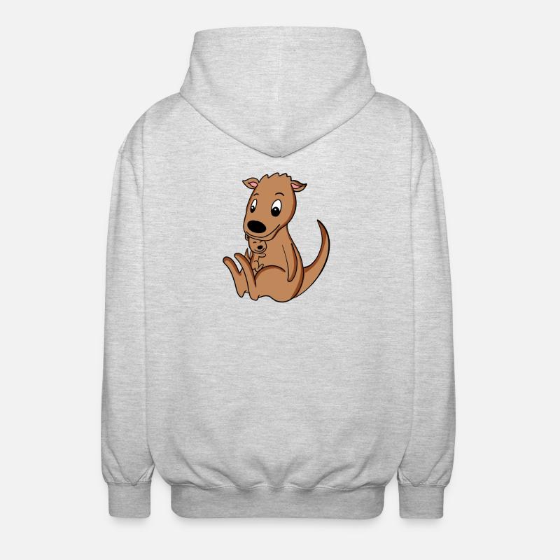 Grossesse familiale - Kangourou avec bébé - Veste à capuche unisexe - gris clair chiné