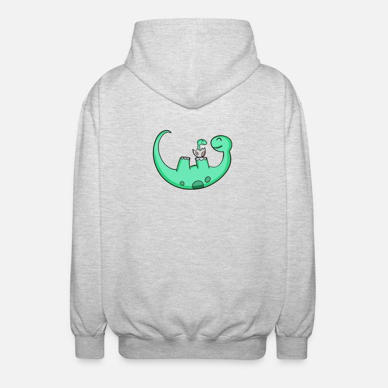 Dinosaure avec bébé dinosaure - Veste à capuche unisexe - gris clair chiné
