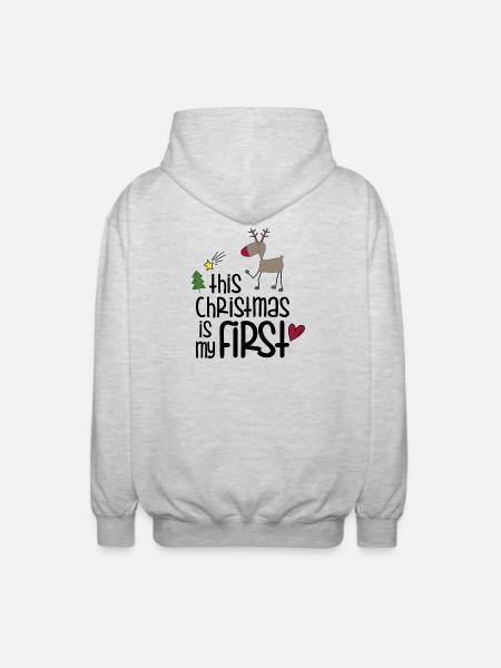 Playful Reindeer Christmas Motif - Unisex Hooded Jacket - light heather grey