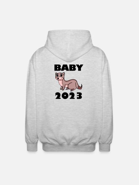 Bébé 2023 - Naissance Enceinte 2023 Grossesse - Veste à capuche unisexe - gris clair chiné
