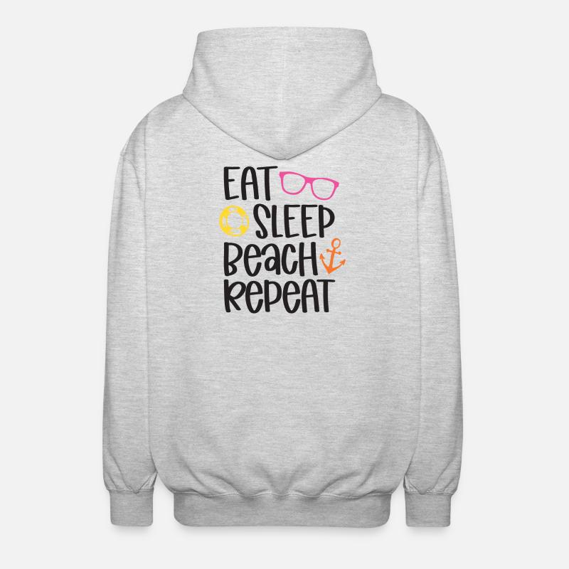 Eat Sleep Beach Repeat - Unisex Kapuzenjacke - Hellgrau meliert