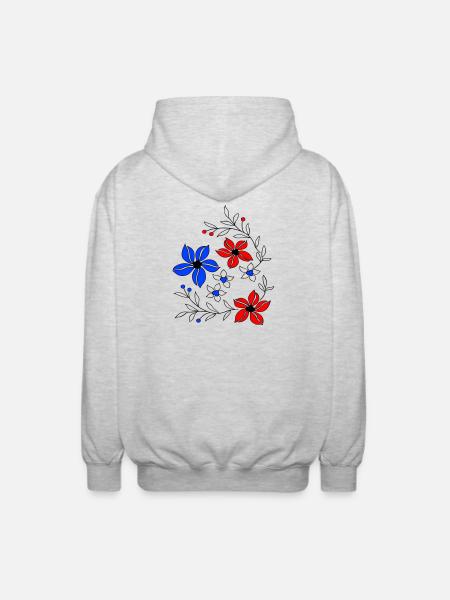 Blumenranke, Ornament - Unisex Kapuzenjacke - Hellgrau meliert