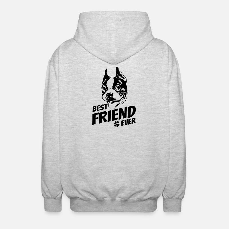 Boston Terrier - bester Freund - Hundebesitzer - Unisex Kapuzenjacke - Hellgrau meliert
