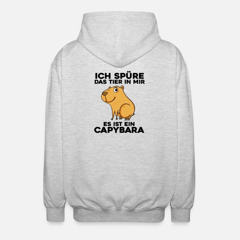 Capybara Wasserschwein Spruch Geschenk - Unisex Kapuzenjacke - Hellgrau meliert