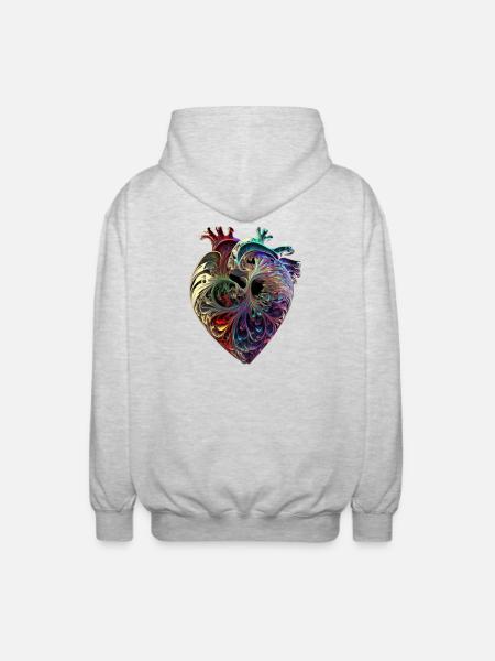 Herz - Unisex Kapuzenjacke - Hellgrau meliert