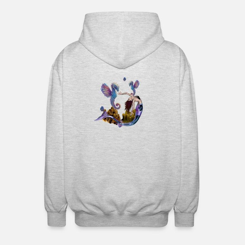 Wunderbare Meerjungfrau mit Seepferdchen - Unisex Kapuzenjacke - Hellgrau meliert
