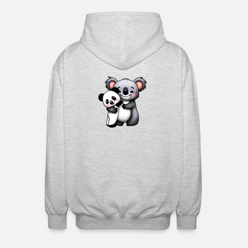 simpatico orso koala e orso panda squeeze e - Felpa unisex con cappuccio - grigio chiaro melange