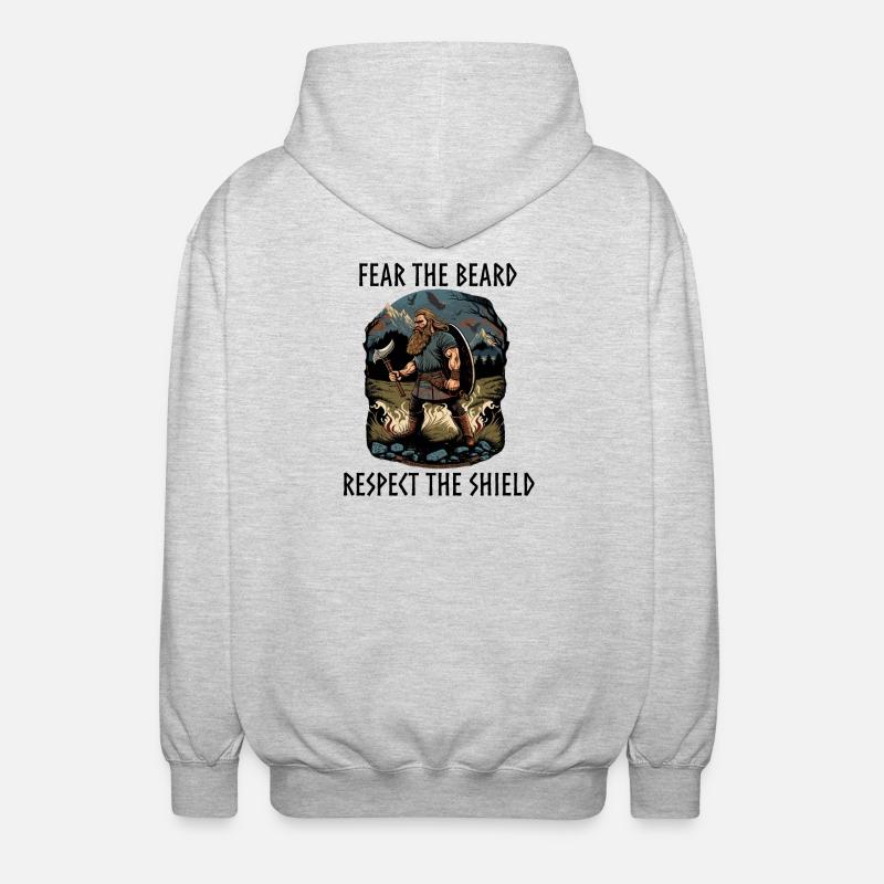 Viking with axe and shield - Unisex Kapuzenjacke - Hellgrau meliert