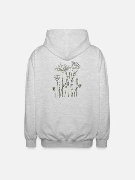 Fleurs séchées - Veste à capuche unisexe - gris clair chiné