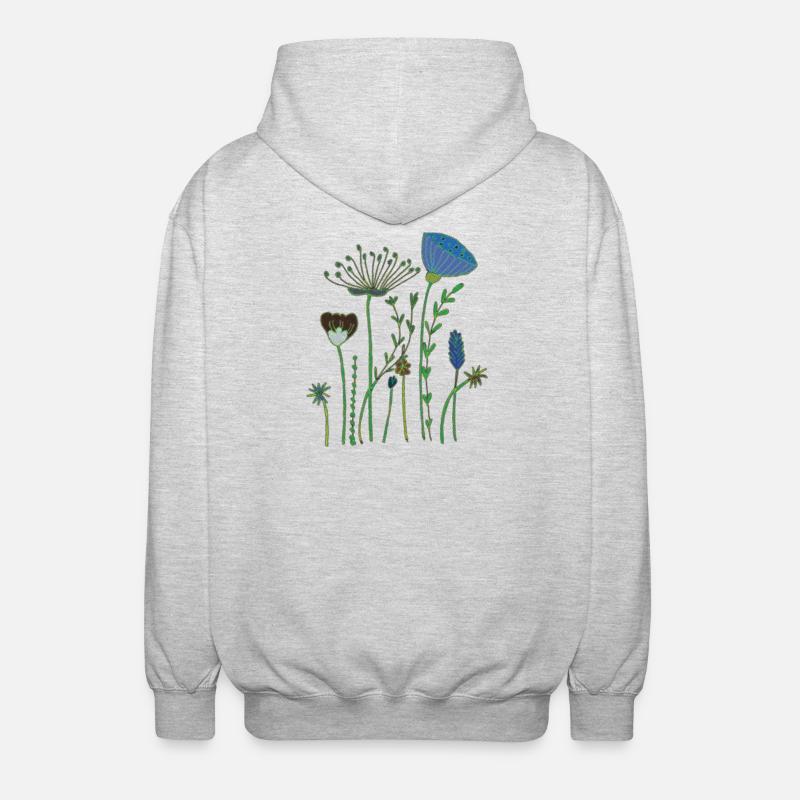 Fleurs séchées demi-tons - Veste à capuche unisexe - gris clair chiné