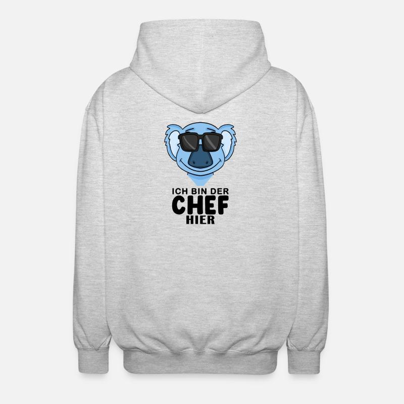 Cooler Koalabär Chef Spruch - Unisex Kapuzenjacke - Hellgrau meliert