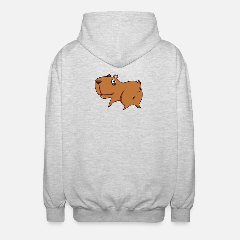 Capybara from behind - Capybara butt - Unisex Hooded Jacket - light heather grey