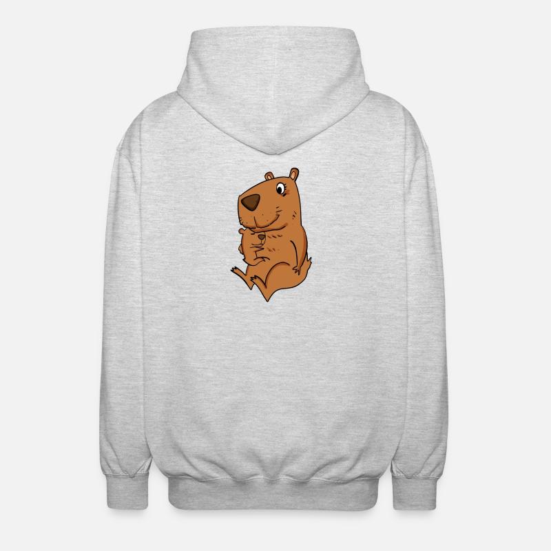 Famille - Capybara avec bébé Capybara - Veste à capuche unisexe - gris clair chiné