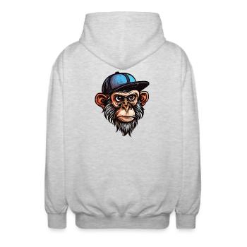 Lustiger Affe - Unisex Kapuzenjacke - Hellgrau meliert - Hinten - AI Model Male 185 light (185cm)