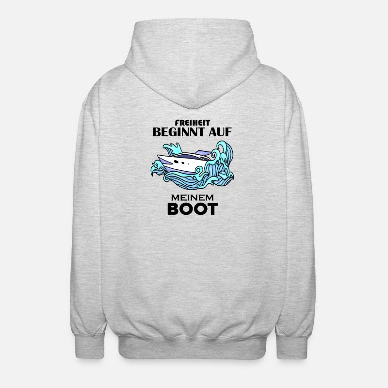 Boote Motorboot - Unisex Kapuzenjacke - Hellgrau meliert