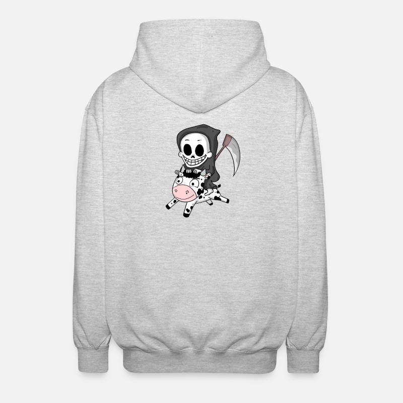 Grim Reaper Cow - Unisex Hooded Jacket - light heather grey