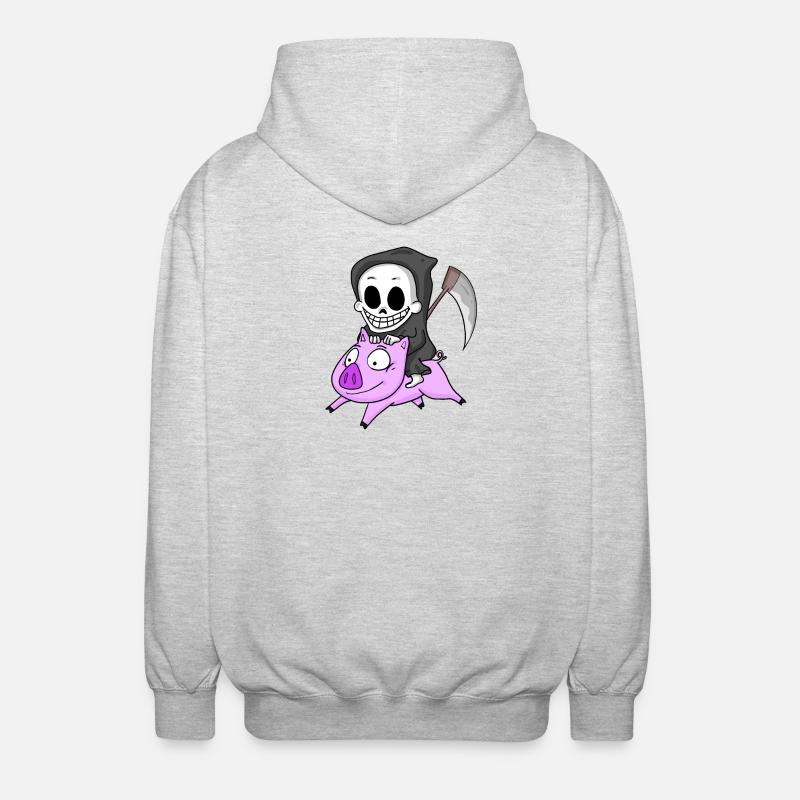 Grim Reaper Pig - Unisex Hooded Jacket - light heather grey