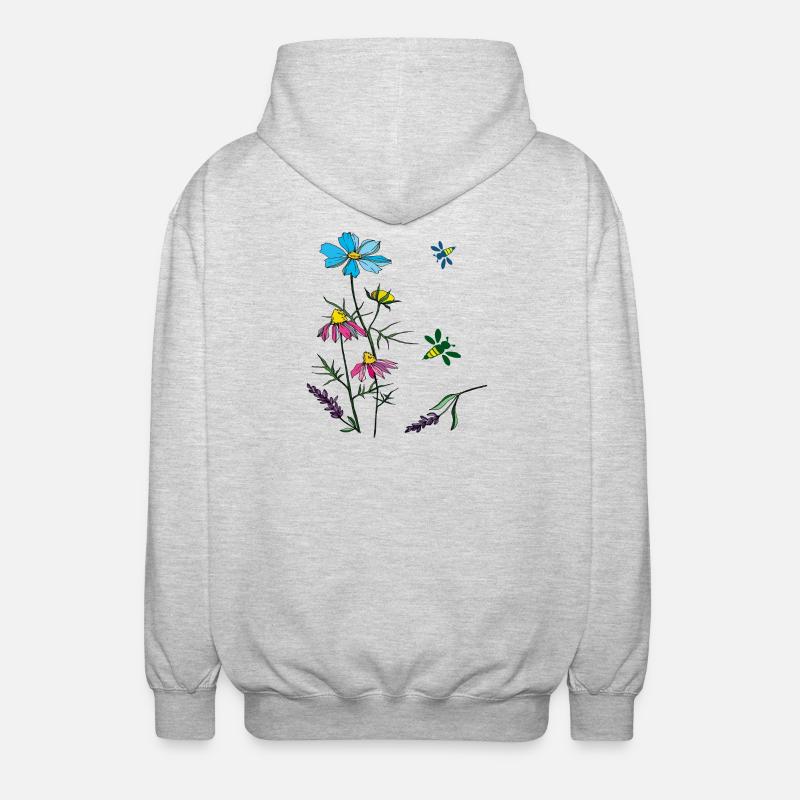 Herbs, chamomile, bees - Unisex Hooded Jacket - light heather grey