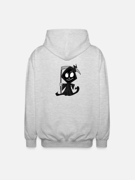 Sensenmann mit Sense - Halloween - Unisex Kapuzenjacke - Hellgrau meliert