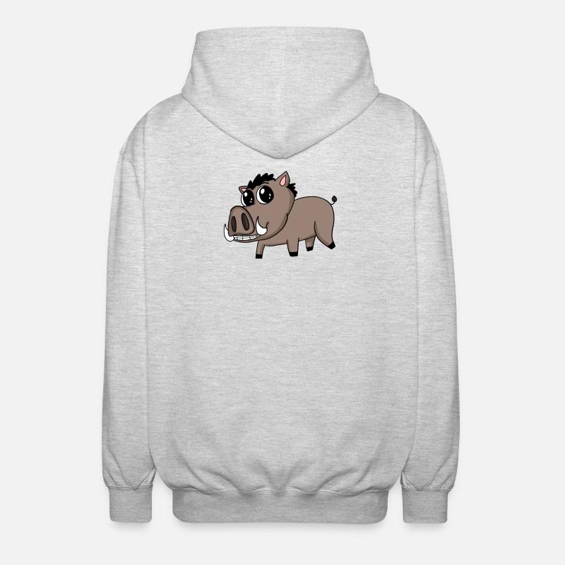 Sanglier - Cochon - Gibier - Veste à capuche unisexe - gris clair chiné