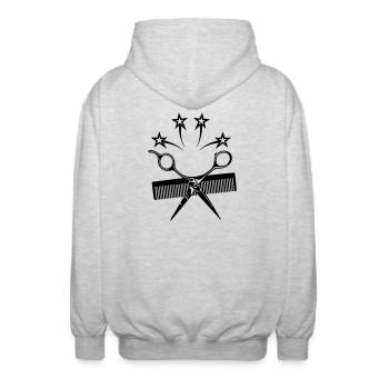 Star ciseaux peigne coiffeur - Veste à capuche unisexe - gris clair chiné - Dos - AI Model Male 185 light (185cm)