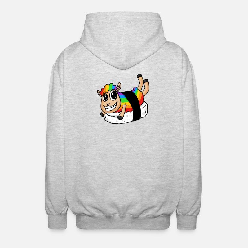 Regenbogen Sushi Schaf - Unisex Kapuzenjacke - Hellgrau meliert