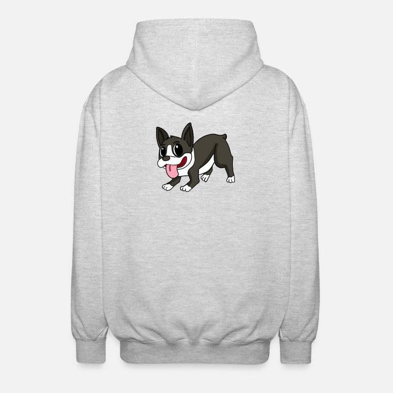 Boston Terrier Dog Races Chiens - Veste à capuche unisexe - gris clair chiné