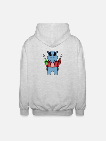 Gas station attendant hippo gas station - Unisex Hooded Jacket - light heather grey