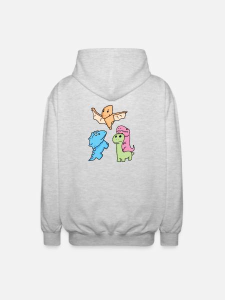 Dinosaurier - Unisex Kapuzenjacke - Hellgrau meliert