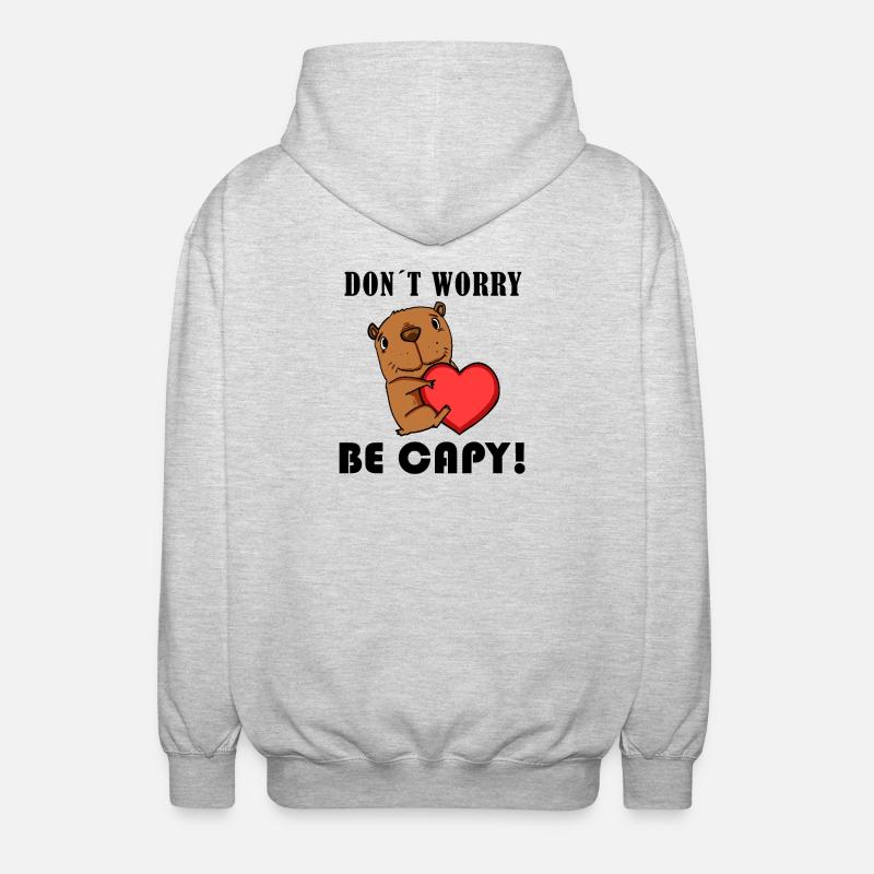 Capybara Wasserschwein Geschenk - Unisex Kapuzenjacke - Hellgrau meliert