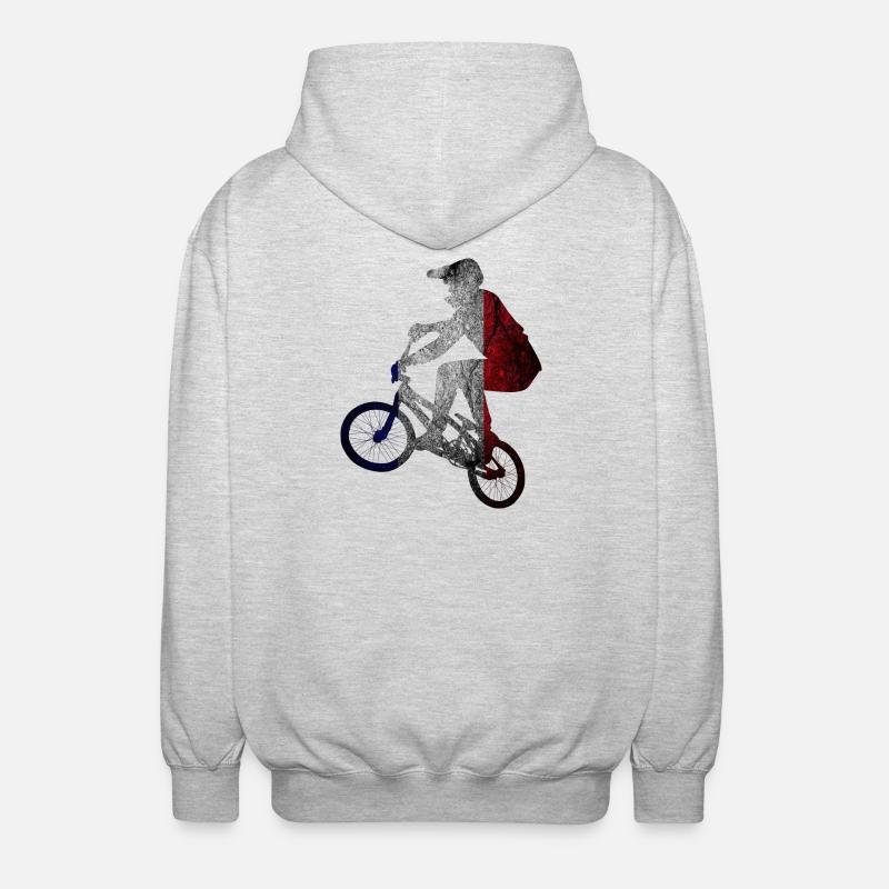 Tri-Color-Radfahrer-Silhouette - Unisex Kapuzenjacke - Hellgrau meliert