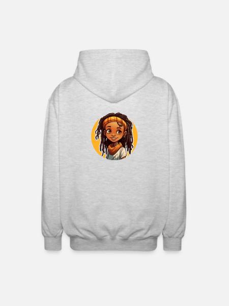 Lässiger Dreadlocks-Stil mit bunter Kopfbedeckung - Unisex Kapuzenjacke - Hellgrau meliert