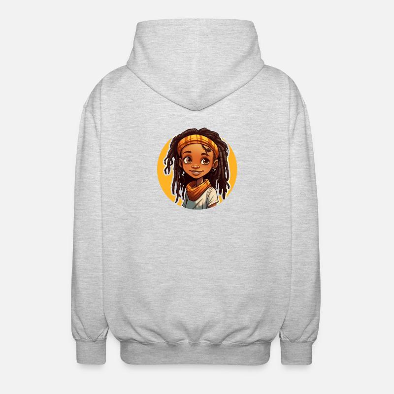 Lässiger Dreadlocks-Stil mit bunter Kopfbedeckung - Unisex Kapuzenjacke - Hellgrau meliert